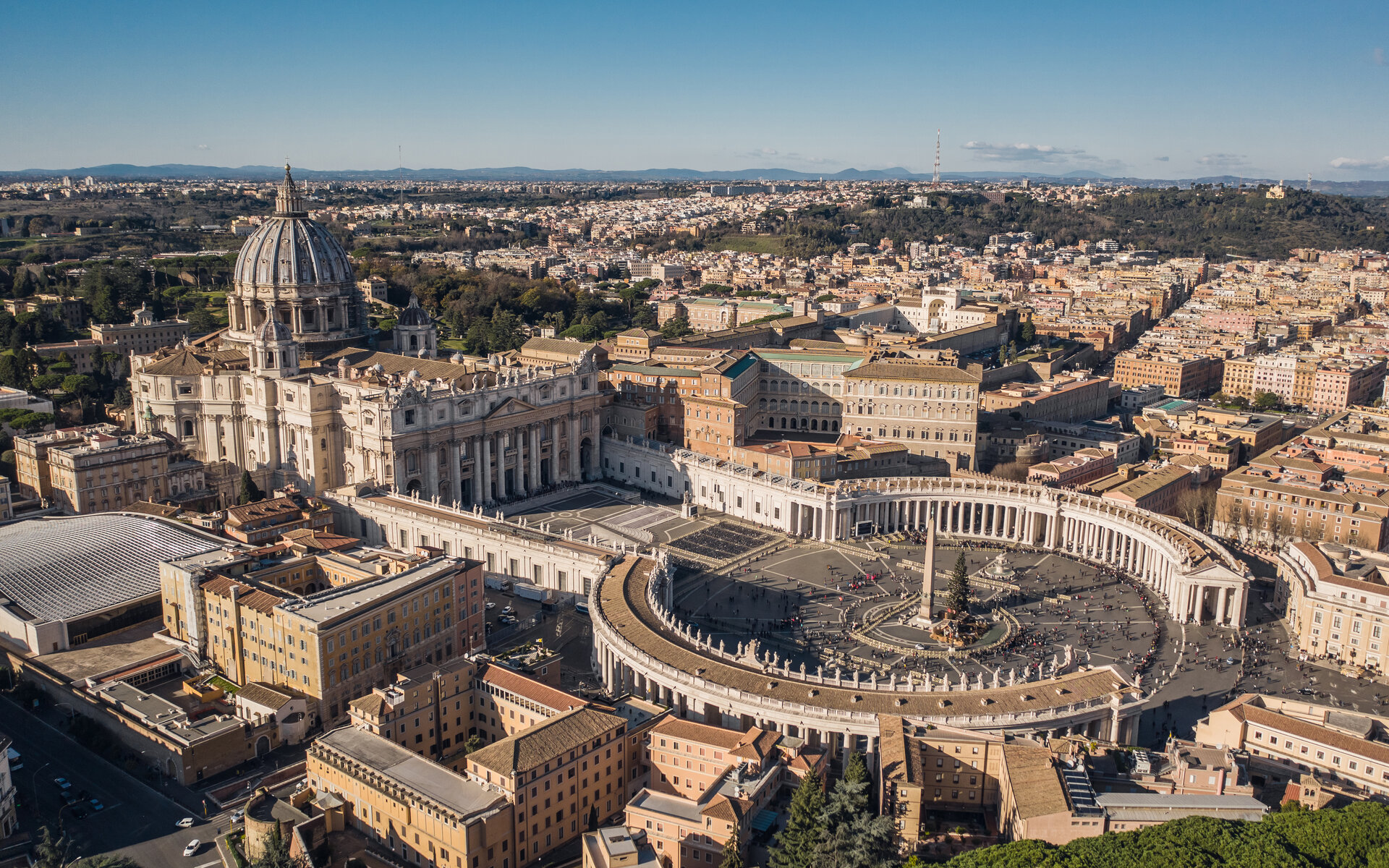 Aerial view of St. Peter's Basilica and Square, Vatican City